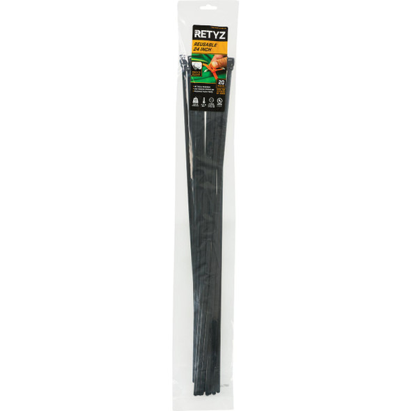 RETYZ WorkTie 24 In. Black Releasable Tie (20-Pack) WKT-S24BK-HA 558003