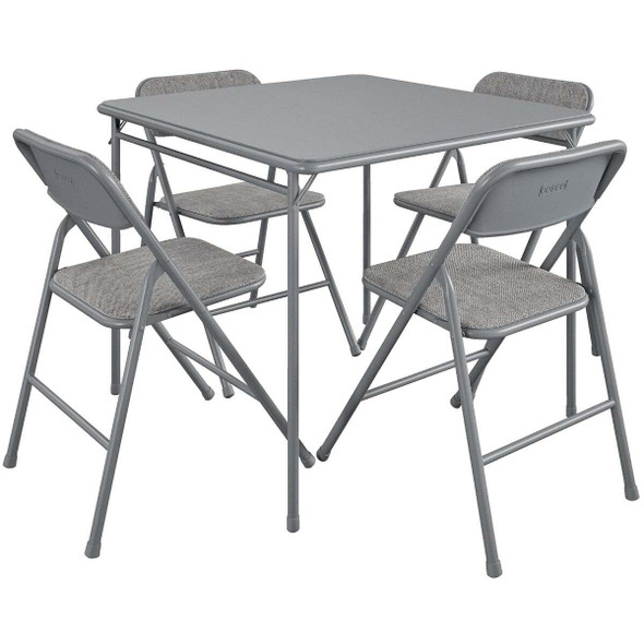 COSCO Gray Folding Vinyl Table and Fabric Chair Set (5-Piece) 14-551-GRY1E