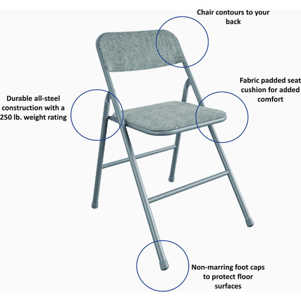 COSCO Gray Folding Vinyl Table and Fabric Chair Set (5-Piece) 14-551-GRY1E 635178