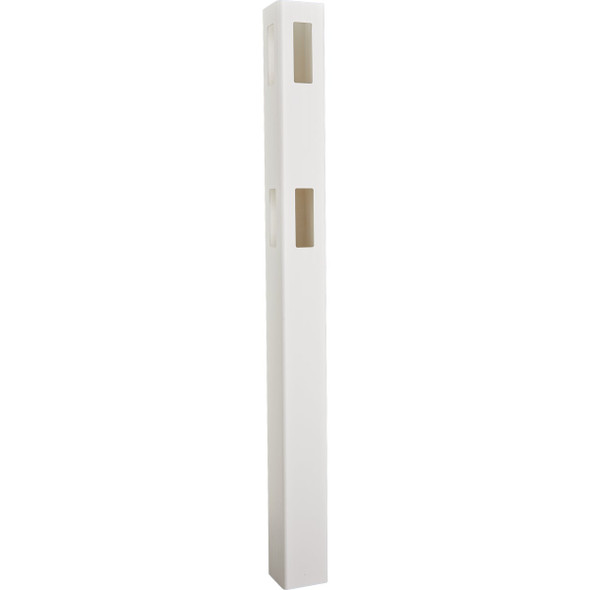 5 In. x 5 In. x 60 In. White Corner 2-Rail Fence Vinyl Post 182877