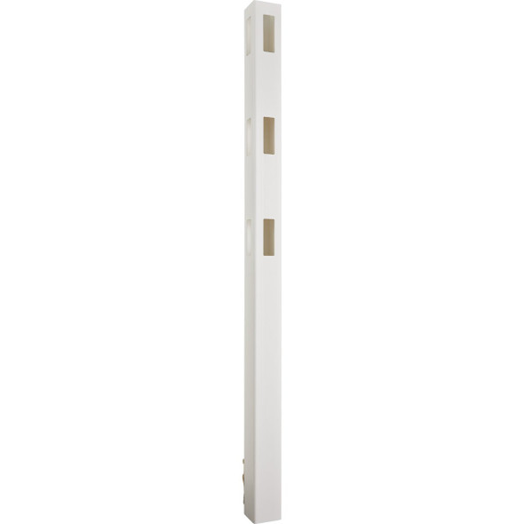 5 In. x 5 In. x 84 In. White Corner 3-Rail Fence Vinyl Post 182907
