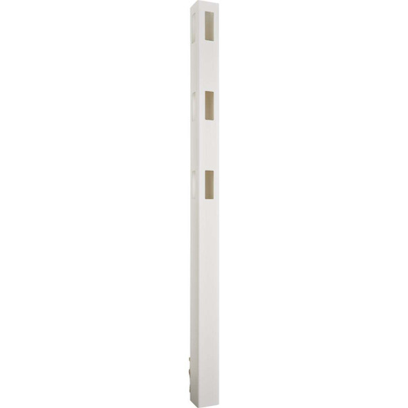 5 In. x 5 In. x 84 In. White Corner 3-Rail Fence Vinyl Post 182907