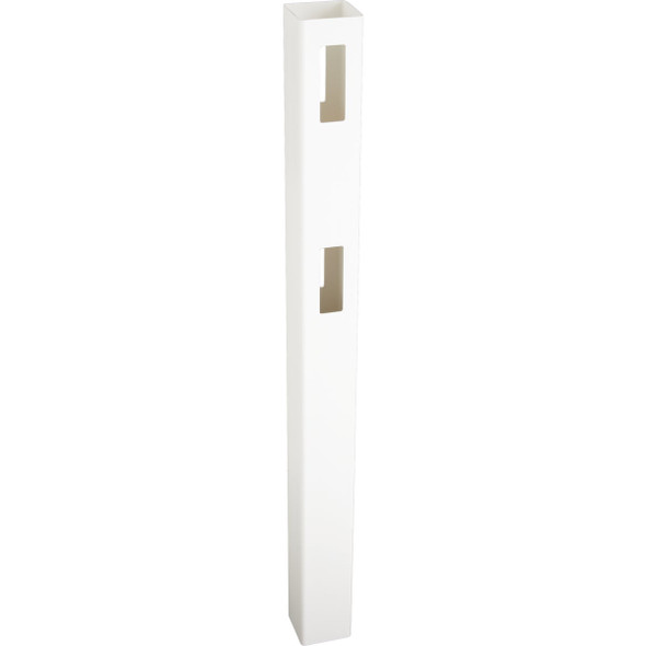 5 In. x 5 In. x 60 In. White Vinyl 2-Rail Fence Line Post 182893