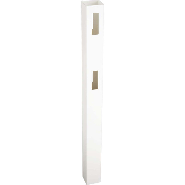 5 In. x 5 In. x 60 In. White Vinyl 2-Rail Fence Line Post 182893