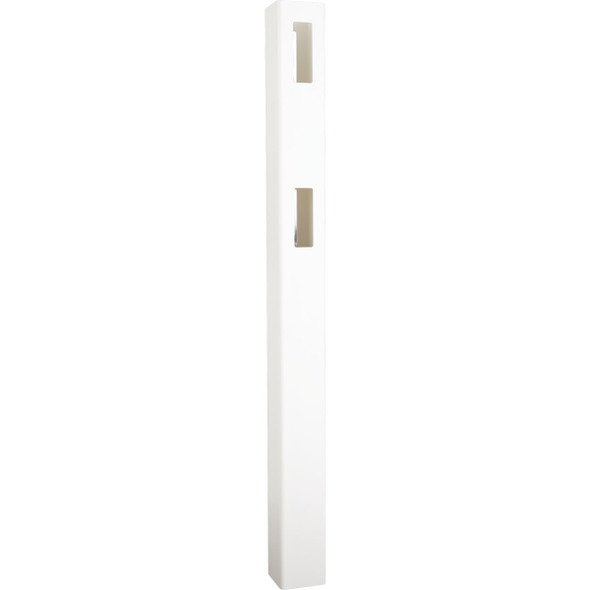 5 In. x 5 In. x 60 In. White Vinyl 2-Rail Fence Line Post