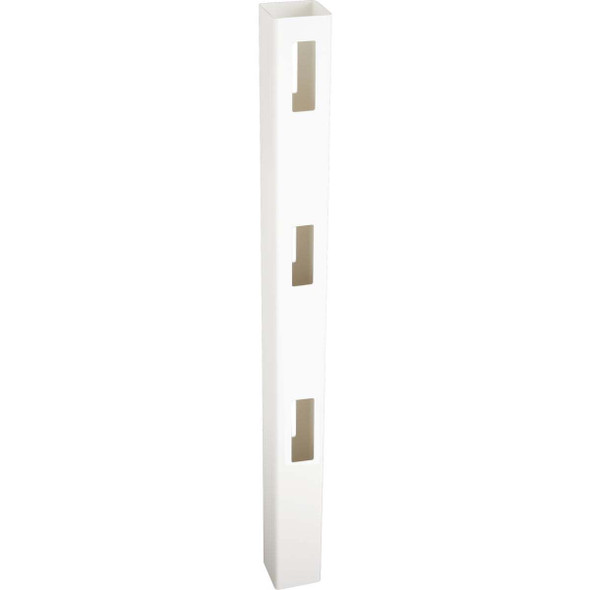 5 In. x 5 In. x 84 In. White Vinyl 3-Rail Fence Line Post 182923