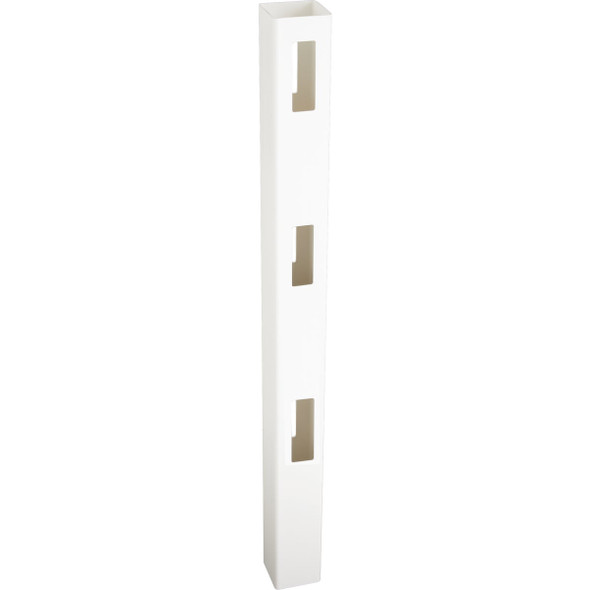 5 In. x 5 In. x 84 In. White Vinyl 3-Rail Fence Line Post 182923