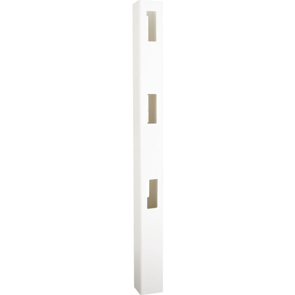 5 In. x 5 In. x 84 In. White Vinyl 3-Rail Fence Line Post