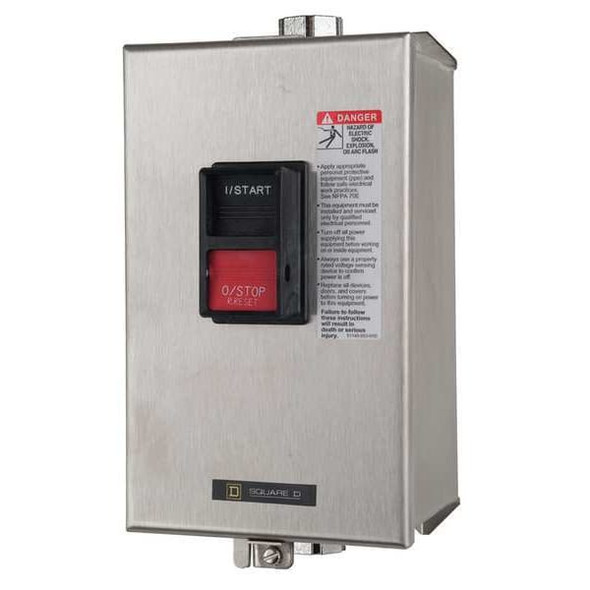 Manual Motor Starter, NEMA M-0, 3 P, 3 Phase, Push Button, 18 A