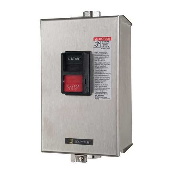 Manual Motor Starter, NEMA M-0, 3 P, 3 Phase, Push Button, 18 A