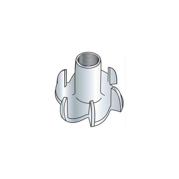 Tee Nut - 1/4-20 x 7/16"" L - 4 Prong - Steel - Zinc CR+3 Pack of 250