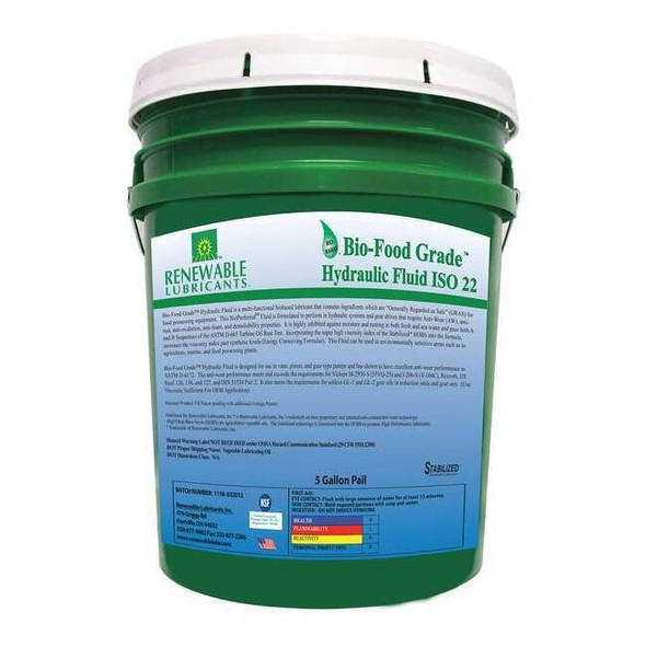 Renewable Lubricants Food Grade Hydraulic Oil, 5 gal. 87104