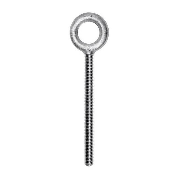 Eye Bolt Without Shoulder, 3/8"-16, 4-1/2 in Shank, 1 in ID, Steel, Zinc Plated