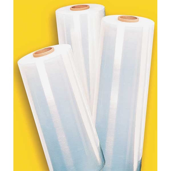 Hand Stretch Wrap, 12 in W x 1500 ft L, 80 ga, Cast Style, Clear, Standard Duty