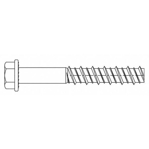 Tapcon LDT Concrete Screw, 1/2" Dia., Hex, 4 in L, 410 Stainless Steel Zinc Plated, 25 PK