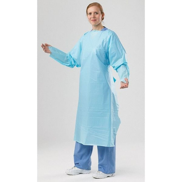 Polyco Embossed PolyWear Gown, Polyethylene, Welded, 1 mil, 48 in, Blue, L, 100 PK 11510