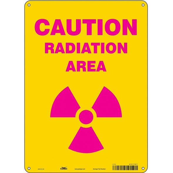 Radiation Safety Sign, 14 in H, 10 in W, Aluminum, Vertical Rectangle,451Y67