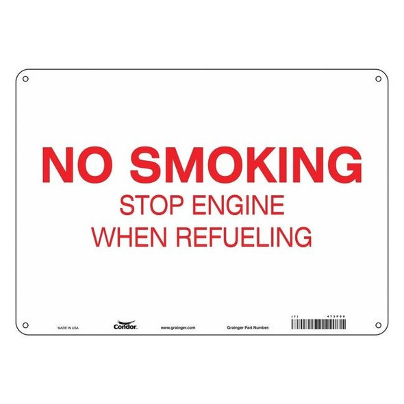 No Smoking Sign, 10" H, 14 in W, Vinyl, Horizontal Rectangle, English, 473P08