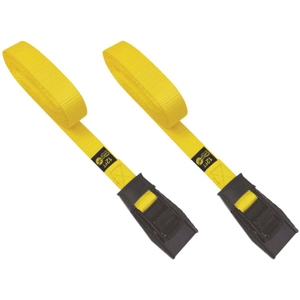 Wrap-It Storage Cam Straps 12 Ft. x 1 In.Yellow Cam Buckle Strap (2-Pack)