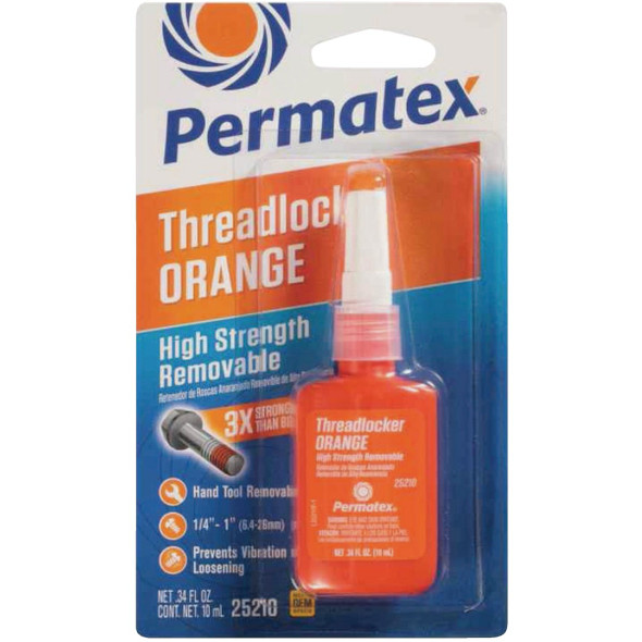 Permatex High Strength 0.2 Oz. 10G Orange Threadlocker Gel 25210