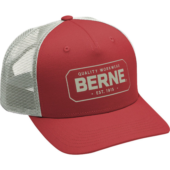 Berne Deep Red Badge Logo Trucker Cap H181DR22400