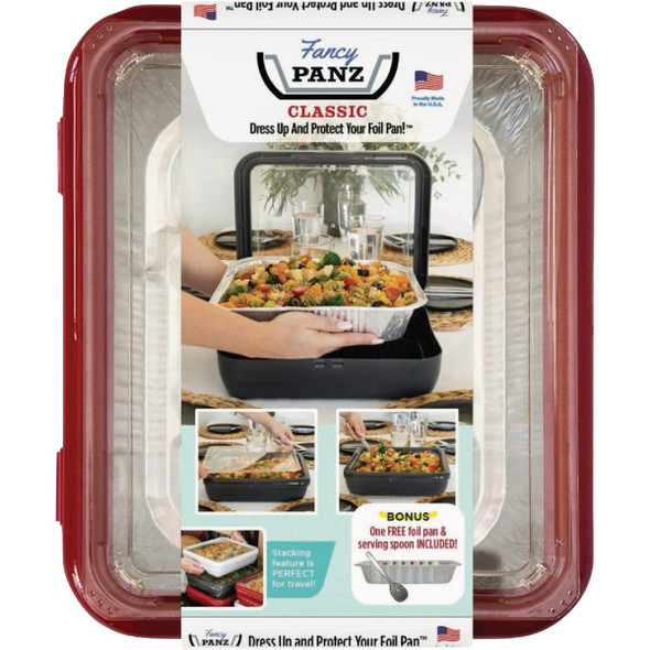 Fancy Panz Classic Red Baking Carrier with Foil Pan and Serving Spoon FPD02
