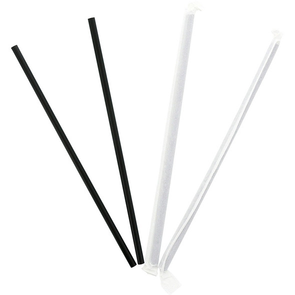 Banyan Black Straws - Wrapped - 7.8" Length - Black - 5000 / Carton