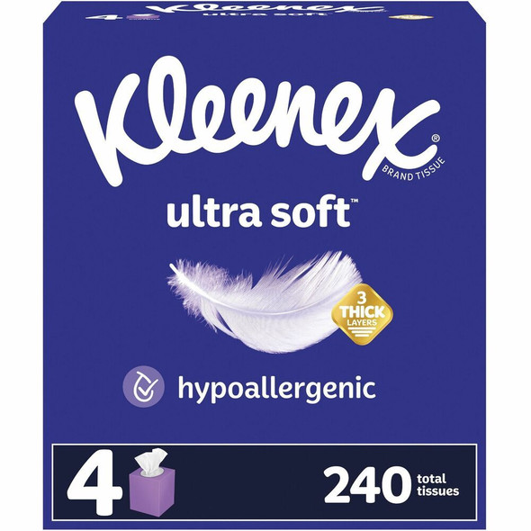 Kleenex Ultra Soft Tissues - 3 Ply - WhiteBox - 60/Box - 12 / Carton
