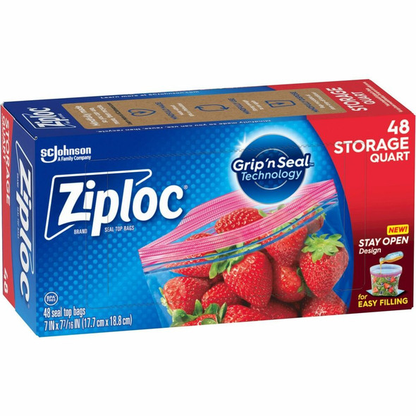 Ziploc&reg; Stand-Up Storage Bags - Blue - Kitchen - 48/Box - 9 / Carton