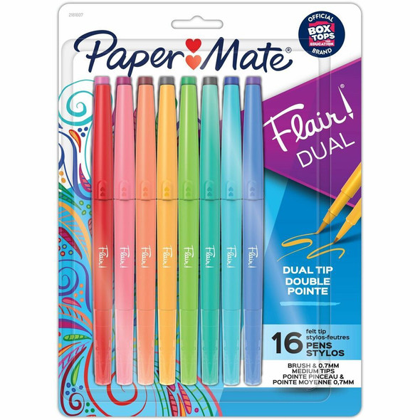 Paper Mate Flair Duo Pens - 0.7 mm Pen Point - Assorted Ink - 16 / Pack