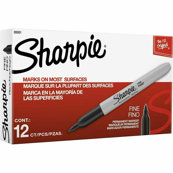 Sharpie Permanent Marker - Bold, Fine Marker Point - Black Ink - 12 / Dozen
