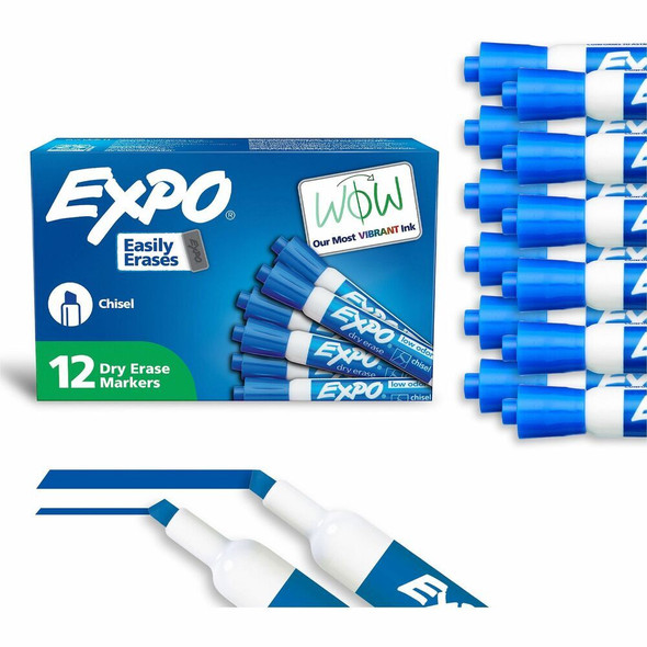 Expo Dry Erase Markers - Erasable - Blue Ink - 12 / Dozen