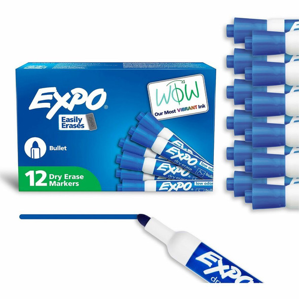Expo Bold Color Dry-erase Markers - Erasable - Blue Ink - Dry - 12 / Dozen