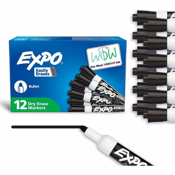 Expo Bold Color Dry-erase Markers - Erasable - Black Ink - Dry - 12 / Dozen