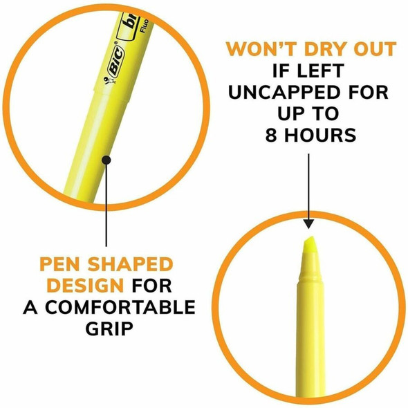 BIC Brite Liner Highlighters - Fluorescent Yellow Ink - Water Based - 24 - Box BL241YW SPR-BICBL241YW