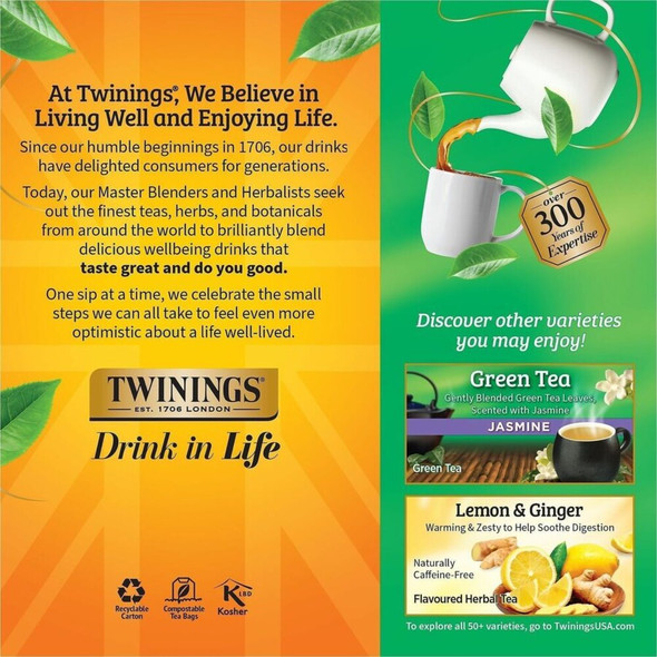 Twinings of London 100% Natural Green Tea Bag - 25 Cup - 25 - Box 09187 SPR-TWG09187