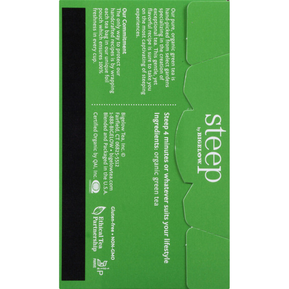 Steep by Bigelow&reg; Organic Pure Green Tea Bag - 20 Teabag - 20 - Box 17703 SPR-BTC17703