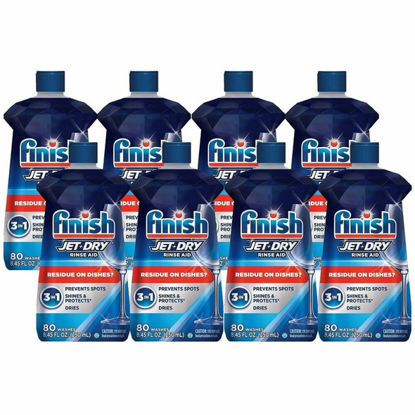 Finish Jet-Dry Rinse Aid - 8.45 oz (0.53 lb) - Blue Bottle - 8 / Carton