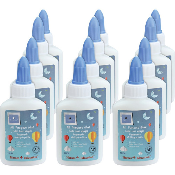 Sparco Washable School Glue - 1.25 fl oz - White - 12 / Box