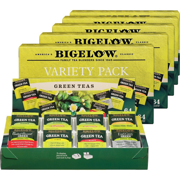 Bigelow Assorted Flavor Tray Pack Green Tea Bag - 64/Box - 6 / Carton