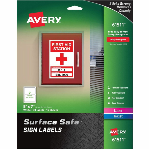 Avery&reg; Surface Safe Warning Label 61511
