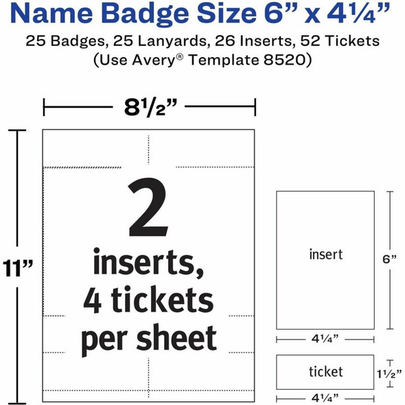 Avery&reg; Vertical Name Badges with Tickets Kit - 25 - Pack 8520 SPR-AVE8520