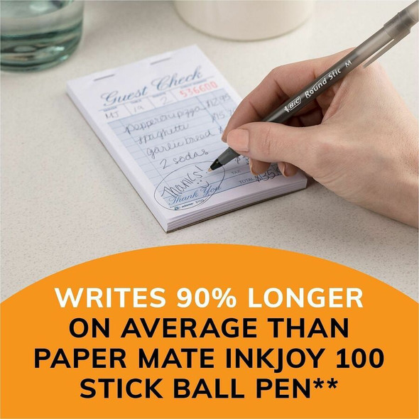 BIC Round Stic Ballpoint Pen - Black Ink - Translucent Barrel - 240 / Carton