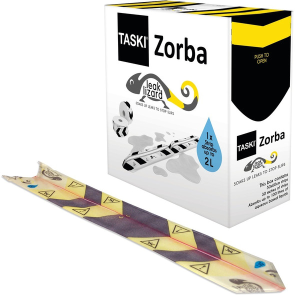 TASKI Leak Lizard Absorbent Control Strip - 100 ft Length - 50 / Carton - Multi
