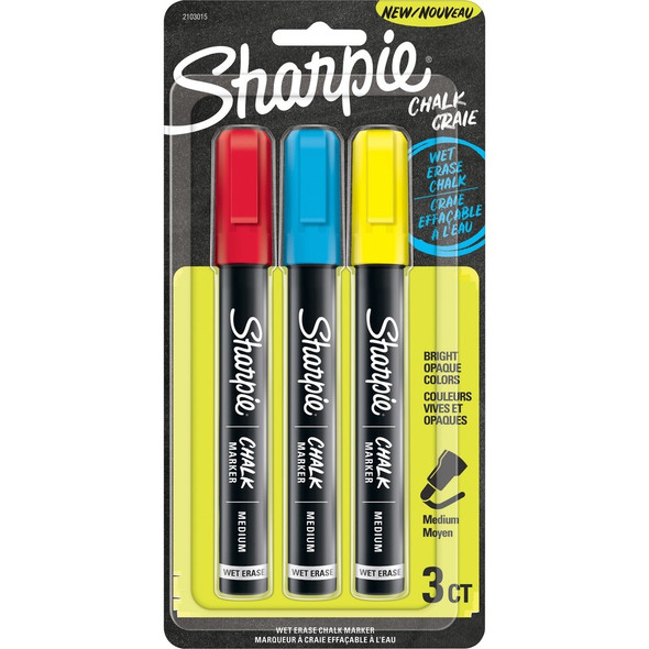 Sharpie Wet Erase Chalk Markers - Red, Blue, Yellow Ink - 3 / Pack