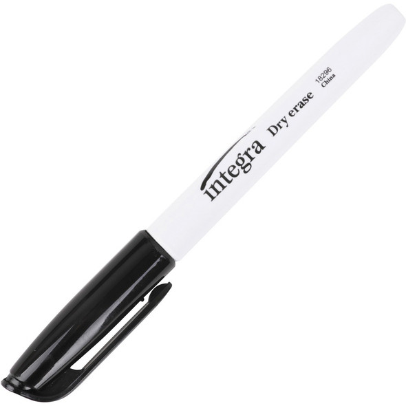 Integra Dry-Erase Markers - Black Ink - Alcohol Based - Fiber Tip - 12 / Dozen