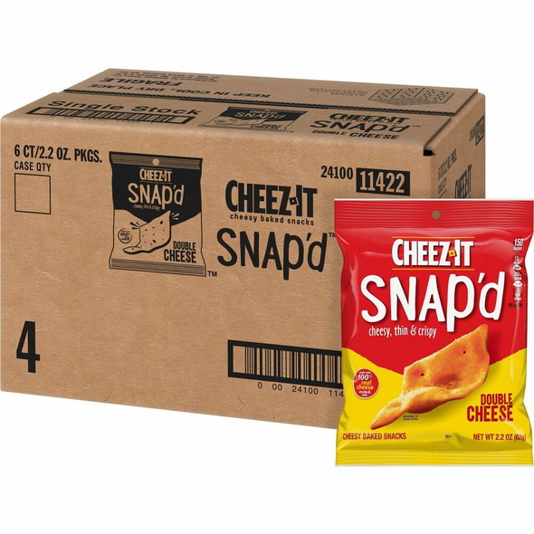 Cheez-It Snap'd Double Cheese Crackers - Cheese - 2.20 oz - 6 / Carton Cheez-It Snap'd Double Cheese Crackers - Cheese - 2.20 oz - 6 / Carton