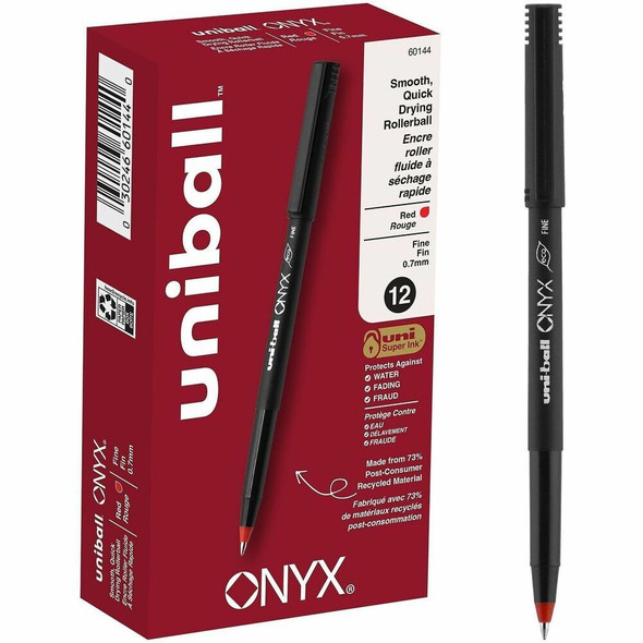 uniball™ Onyx Rollerball Pens - Red Ink - Metal Tip - 12 / Dozen
