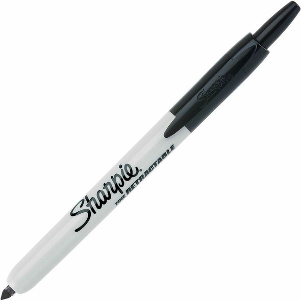Sharpie Retractable Permanent Marker - Retractable - Black Ink - 1 - 1 Dozen