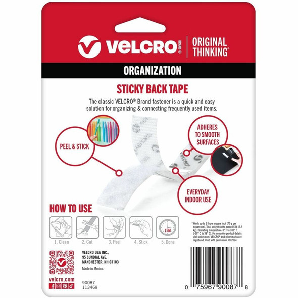 VELCRO&reg; Sticky Back Hook & Loop Fastener 90087 SPR-VEK90087